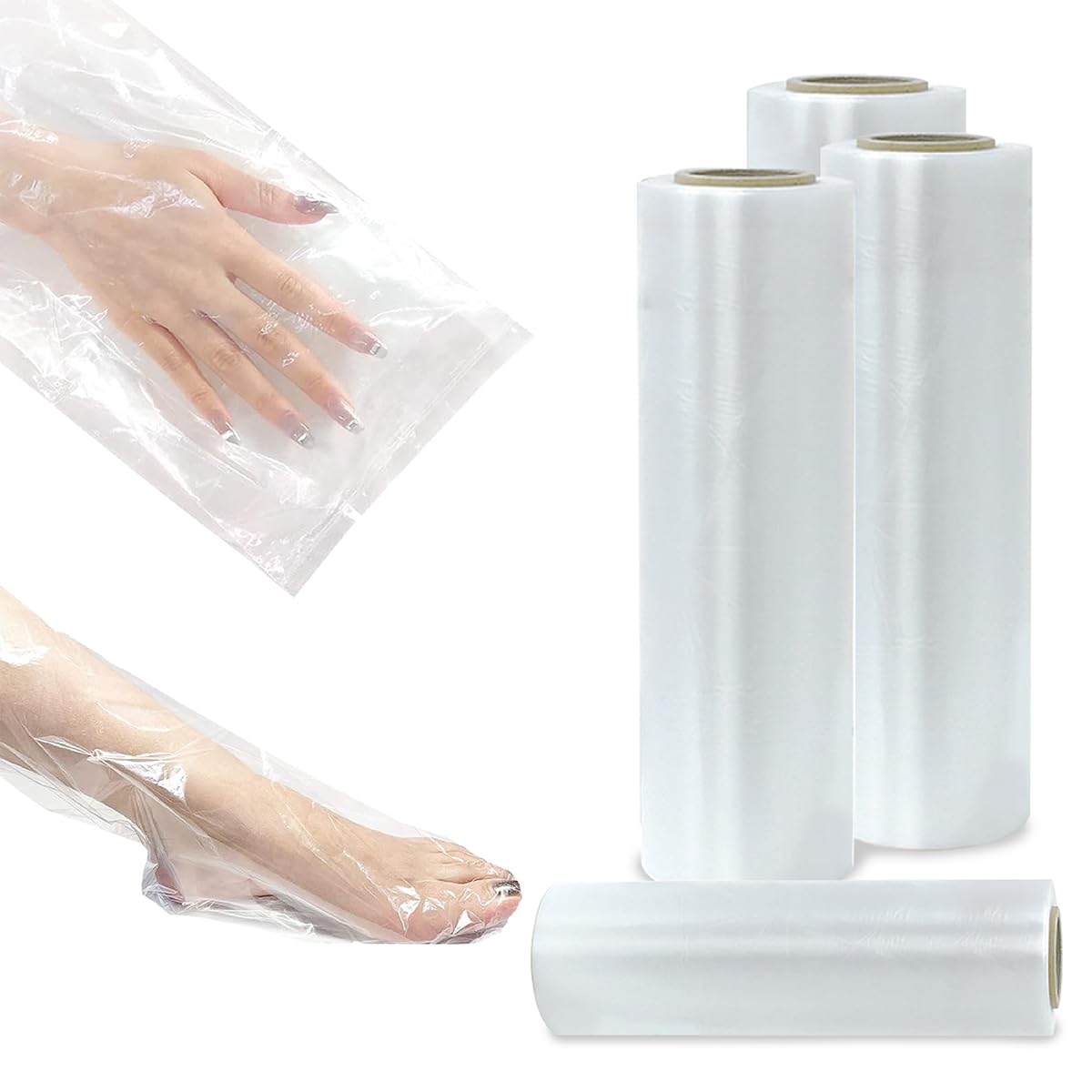 764 Count (4 Rolls) Disposable Paraffin Wax Bags for Hands and Feet - 12x17 Inch Liners for Paraffin Wax Machines, Bath Gloves, Moisturizing Therapy, Spa & Home Treatments