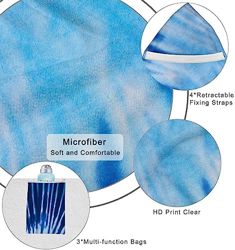 Lounge Chair Towel Cover (Pack of 2), Tie Dye Style Chaise Lounge Cover, Beach Chair Covers with Pockets for Pool Beach Garden Courtyard Outdoor Trips, 85 x30 in, Blue Grey
