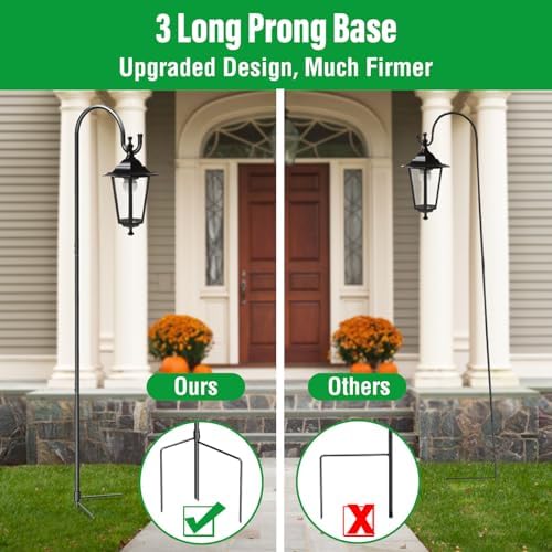 GOFORWILD Shepherd’s Hooks 2 Pack Black, 65 inches Tall, Adjustable Garden Hook for Outdoor, Hanging Plant, Solar Lights, Lanterns, Bird Feeders, Garden Stake and Wedding Decor, 7015