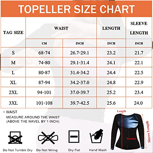 Sauna Suit for Women Sweat Body Shaper Jacket Hot Waist Trainer Long Sleeve Zipper Shirt Workout Top (Black, Small)