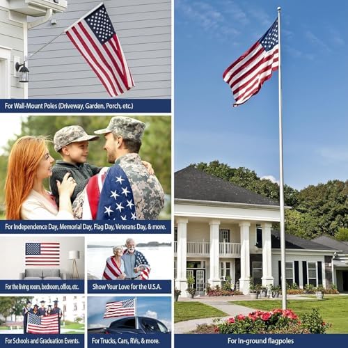 American Flag 2.5x4 FT Pole Sleeve, American Flag sleeve style,Long Lasting US Flag, Heavy Duty Durable TearProof American Flag Sleeve, Embroidered Stars, Sewn Stripes,, UV Protection，Flags for Outside (Pole NOT Included)