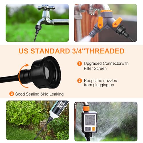 Misting Cooling System,100FT (30M) DIY Misting Line + 30 Brass Mist Nozzles +2 PE Antioxidant Adapters 3/4", Outdoor Mister for Patio Backyard Garden Greenhouse