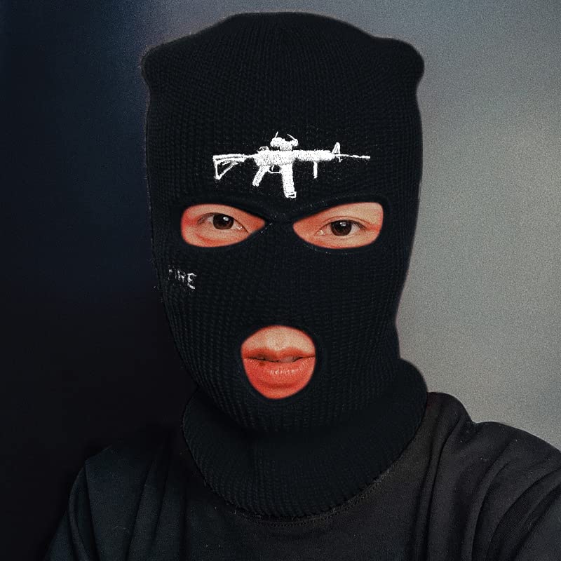 FASHIXD 3 Hole M4a1 Ski Mask Knitted Full Face Cover Balaclava Winter Windproof Beanie Cycling for Men Women