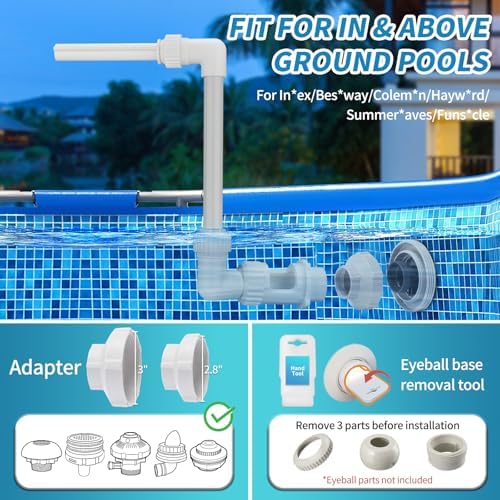 Klleyna Water-Fountain Swimming-Pool Sprinkle Accessories - Waterfall Above In-ground Pool, Cooling Spray for Outdoor Garden Pond Aerator Circulation, High Pressure Jet Fountain Pump Attachment