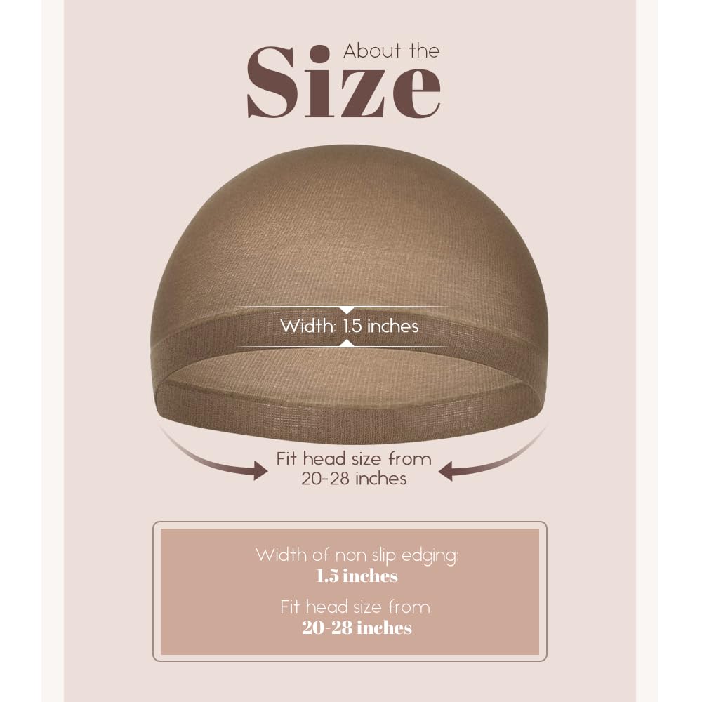 MYKURS Stocking Wig Cap For Women, Wig Cap for Lace Front Wig, Brown 24 PCS