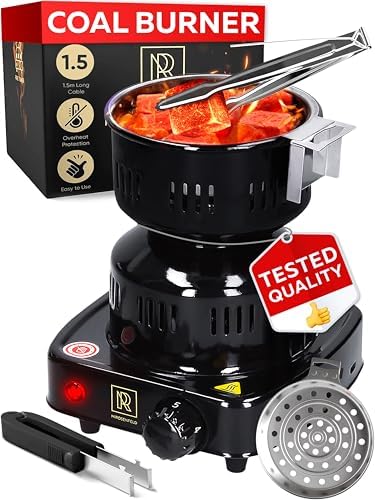 Charcoal Burner - Multipurpose Electric Charcoal Starter Approved Electric Stove - Coconut Coals Lighters with Tongs - 450W Electric Charcoal Lighters with 304 Stainless Steel