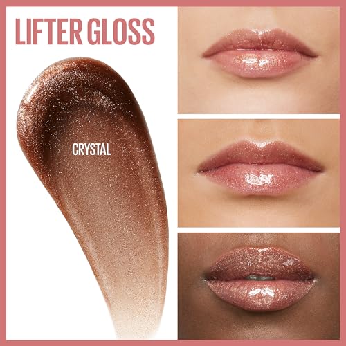 Maybelline Lifter Gloss, Hydrating Lip Gloss with Hyaluronic Acid, High Shine for Plumper Looking Lips, Crystal, Golden Neutral, 0.18 Ounce