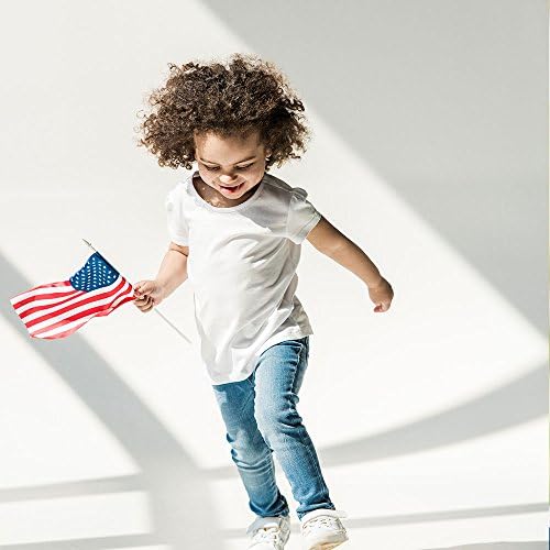 Crystal Lemon 50-Pack Small US American Handheld Flags – 4x6 Inch Stick Flags with Golden Spear Tip on 11” Wooden Staff – 100% Polyester, Reusable for Patriotic Events