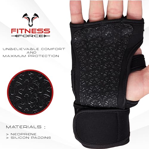 FITNESS FORCE Ventilated Gym Gloves for Men with Built-in Wrist Support for Workouts Weightlifting Gloves Workout Gloves for Women Exercise Fitness Gloves Perfect for Powerlifting, Cross Training