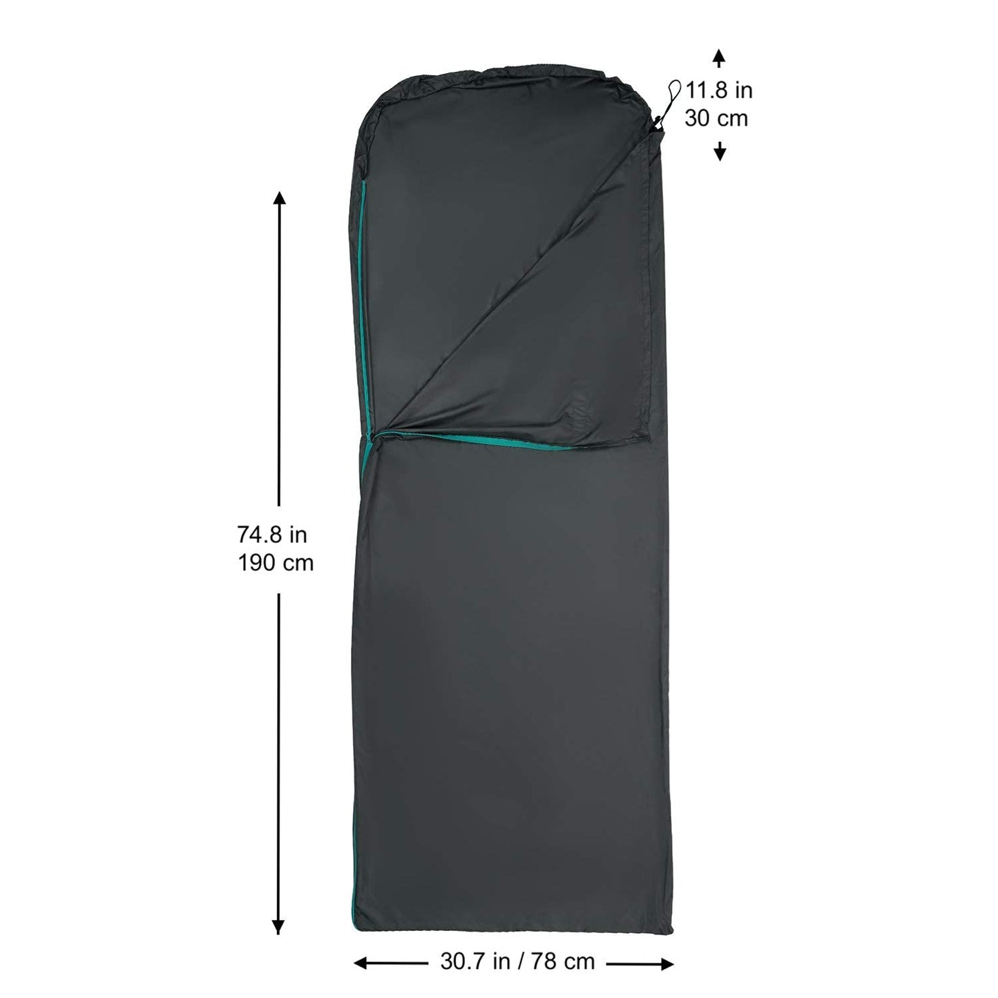 FE Active Sleeping Bag Liner, Sleeping Bag Liner with Drawstring Hood & Dual Slider Zipper, Camping Blanket for Winter Sleeping Bag, Camping Bed or Travel Blanket, Designed in California, USA