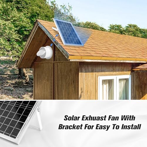 Solar Powered Exhaust Fan, 15W Solar Panel + 6" Ventilation Vent Fan for Outside Greenhouse, Chicken Coop, Shed, Pet House