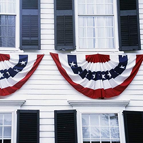EBaokuup 8 Pcs USA Patriotic Pleated Fan Flags-3 x1.5 Ft American US Flag Bunting Banner Patriotic Bunting Flag Stars and Stripes Flag Bunting for Memorial Day The 4th of July and Labour Day