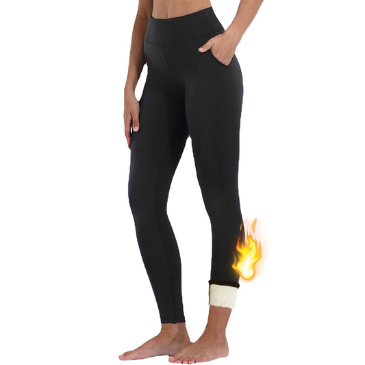 Ninejuize Fleece Lined Yoga Leggings with Pockets for Women Athletic Pants High Waist Winter Warm Thermal Tights