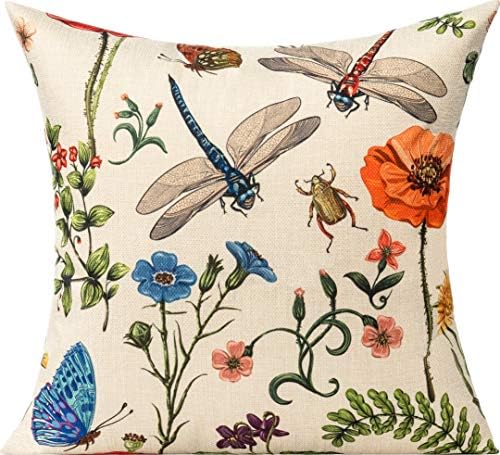 All Smiles 20x20 Outdoor Throw Pillow Covers Summer Spring Garden Flowers Farmhouse Décor Outside Furniture Bench Decorative Cushion Set of 4 for Patio Chair Couch Bed