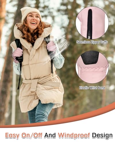 RIGWARL Winter Thermal Gloves Men and Women, Waterproof Gloves with Touchscreen Fingers, Gloves for Cold Weather with Adjustable Zippered Wrist for Walking The Dog Running Hiking Camping Cycling Work