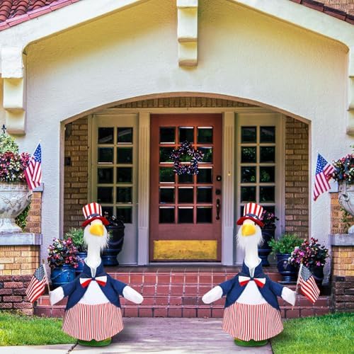 4th of July Porch Goose Outfits Independence Day Decorations Clothes Flag 23'' Goose Costume for Lawn Patio Decor (Style 2)