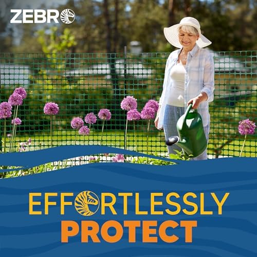 ZEBRO 4' x 100' Green Plastic Garden Fence Roll – Standard Duty Safety Netting for Snow, Poultry, Deer, Dogs – Reusable Outdoor Barrier for Yard, Landscaping, Animal Protection