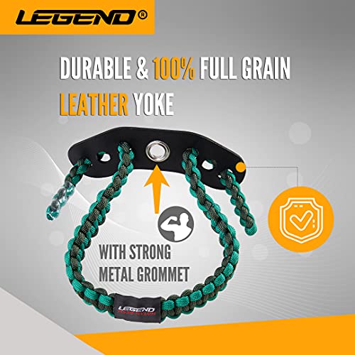 LEGEND 550 Paracord Bow Wrist Sling - Compound Bow Stabilizer & Hand Loop Carrier for Bow Hunting - Adjustable Wrist Strap with Durable Leather Yoke, Strong Metal Grommets - Archery Accessories & Gear