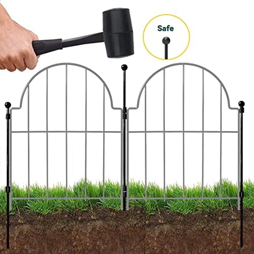 Garden Fence, 22 in(H) x 27.5 ft(L) Arched Rustproof Metal No Dig Fence Garden Fence Border,Ground Stake Animal Barrier Fence for Rabbit Dog, Outdoor Landscape Decor for Yard & Patio,25 Pack