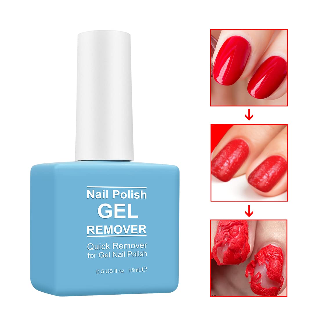 Nail Polish Remover,Quicker Easier Gel Polish Remover with Nail Buffer & Cuticle Pusher Tool Set,Gel in 2-5mins,Gel Remover Polish for Home DIY