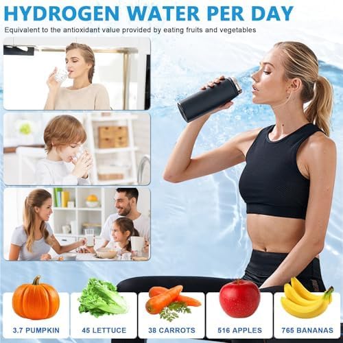 Hydrogen Water Bottle,Rechargeable Hydrogen Water Bottle Generator, Portable Hydrogen Water Ionizer Machine for Sports & Outdoors