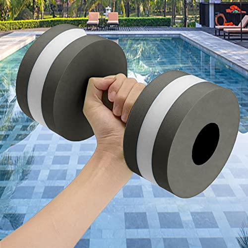 Water Dumbbells, Set of 2 Aquatic Exercise Dumbell, Water Aerobic Exercise Foam Dumbbells Pool Resistance for Men Women Weight Loss Water Sports Fitness Tool (Black)