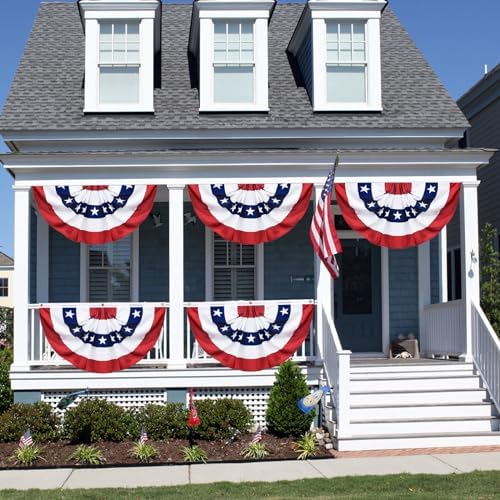 6 Pack USA Pleated Fan Flag, 1.5 X 3 Feet American US Bunting Flag Patriotic Half Fan Banner Flag Decoration, 4th of July Memorial Day Independence Day Fourth July Outdoor Decor (6 Pack1.5x3