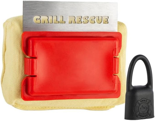 Grill Rescue Bristle-Free Steam Cleaning Grill Brush - Safe for All Grill Types, Heat-Resistant Head, Perfect for Stainless Steel, Porcelain, Cast Iron Grates (Scraper Head and Hanger Bundle)
