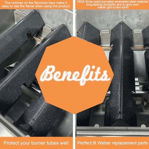 7635 Flavorizer Bars for Weber GS4 Spirit 2 Parts Replacement for Weber Spirit II & I E210 S210 E215 E220 S220 Grill, for Weber GS4 Grill Parts 67045 69796, Webber Parts 15.3" Bars,Porcelain-enameled