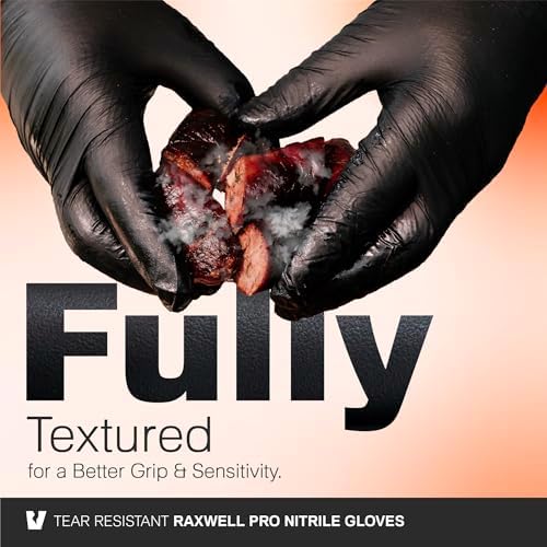 Raxwell BBQ Gloves - 6 Heat Resistant Cotton Liners + 100 Nitrile Food Prep Gloves for Barbecue Smoker, Cooking & Hot Food - Size X-Large - Grilling Accessories