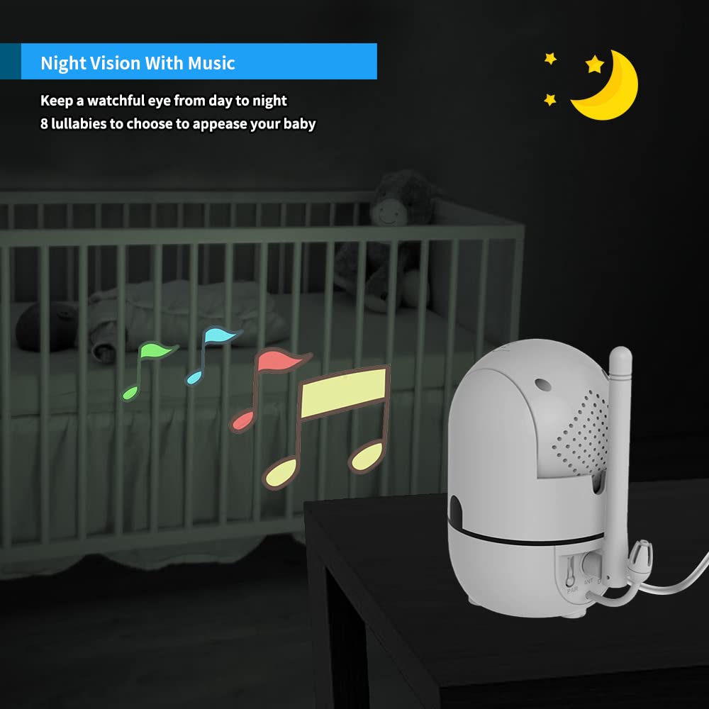 HelloBaby Baby Monitor No WiFi with Crib Clip, 5'' Screen and 30-Hour Battery Life, Baby Monitor with Camera and Audio, Flexible Clamp Mount with Long Gooseneck Arm by Hello Baby