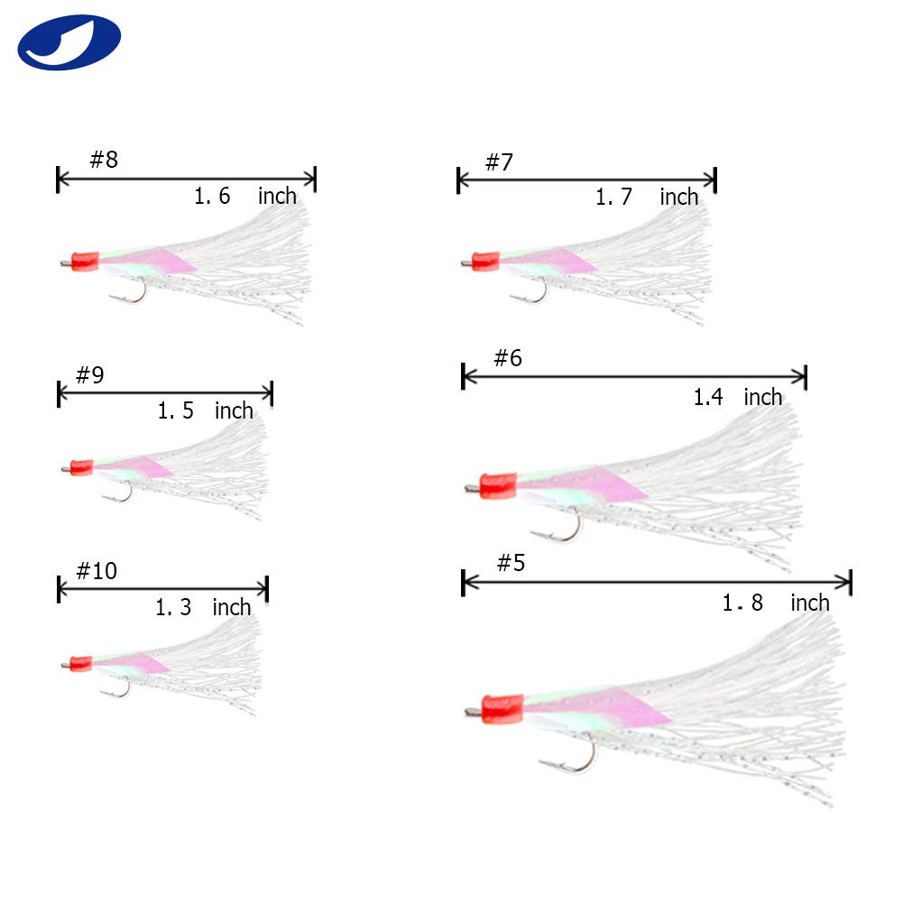 10 Packs Fishing Rigs 6 Hook/Set Rainbow Skin Silk String Hook Fishing Lure Saltwater Freshwater Bait Rig Tackle 5#6#7#8#9#10# (7#-10 Packs)
