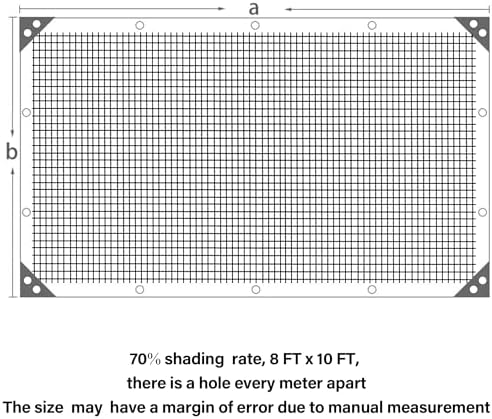 winemana Black Shade Cloth 70%, 8x10 FT Mesh Tarp - Garden Shade for Greenhouse, Patio, Vegetables, Plants Cover and Chicken Coops, Sun Shade Net for Outdoor Protection with Reinforced Grommets