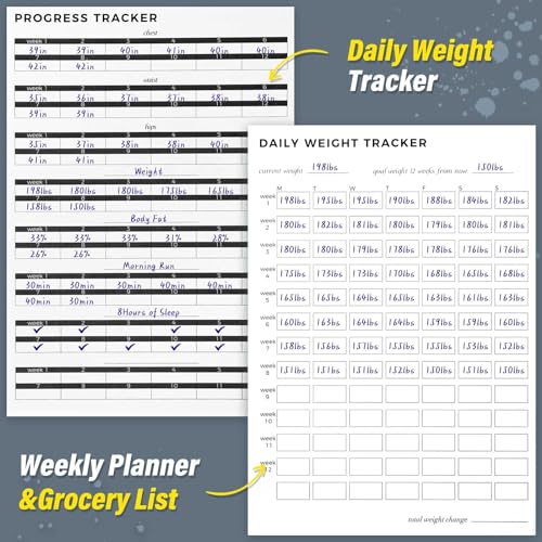 Fitness Journal for Women and Men, 8.8" x 6.6", Workout Log Sprial Book Planner for Tracking Progress and Achieving Your Wellness Goals, Black