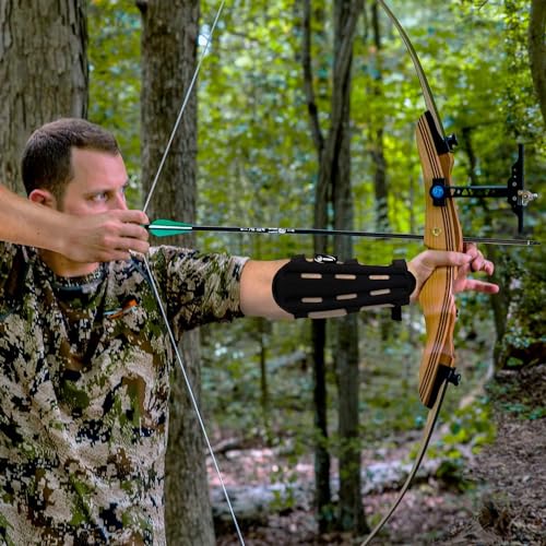 KESHES Archery Arm Guard - Adjustable Forearm Wrist Protector for Bow Hunting Accessories - 3" x 8" One Size Fits Youth & Adults, Right & Left Handed - Durable & Lightweight for Archery