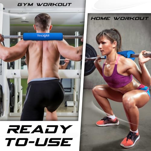 Yes4All Barbell Foam Nylon Bar Pad/PVC Bar Pad - 16 Inch Barbell Pad for Squats, Lunges & Hip Thrust (Blue- Single), Model Number: 810019297212