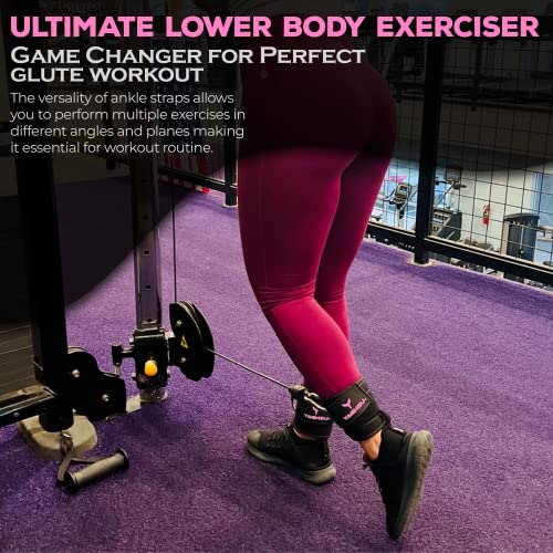 YAGHZU Ankle Straps for Cable Machines Women - Adjustable Gym Ankle Strap for Cable Machine, Neoprene Padded Cable Straps, Durable Leg Strap with Cable Cuff, Glute Kickback Ankle Strap with D Rings