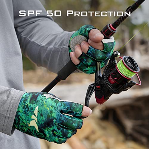 KastKing La Sal Fishing Gloves UPF50+ Sun Gloves UV Protection Fingerless Gloves Men Women for Outdoor, Kayaking, Rowing, Paddling, Canoeing, Hunting