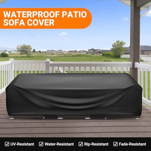 WLEAFJ Patio Furniture Covers Rectangle, Outdoor Table Covers Waterproof, Heavy Duty Outdoor Furniture Cover, Patio Sectional Set Cover 90" L x 64" W x 28" H, Black