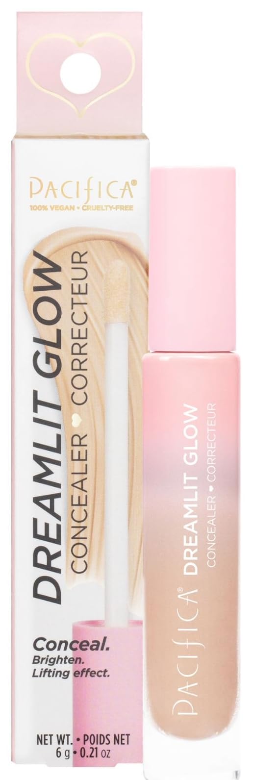 Pacifica Concealer – DreamLit Glow Full Coverage Concealer with Squalane for Dark Circles & Dark Spot Correction, Lightweight & Long-Lasting, Vegan & Cruelty-Free, Shade 09 (Warm Honey)