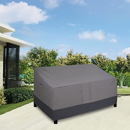 Easy-Going Outdoor Couch Cover - Heavy Duty 3-Seater Patio Sofa Cover - Windproof, Durable (70Wx38Dx35H inch, Gray/Dark Gray)