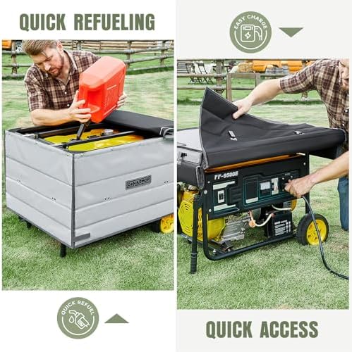 Generator Tent Cover while Running, 100% Waterproof Heavy Duty Tarps Generator Enclosure, Portable Outdoor Generator Sheds for outside for Most 4000w~13000w Generators Grey