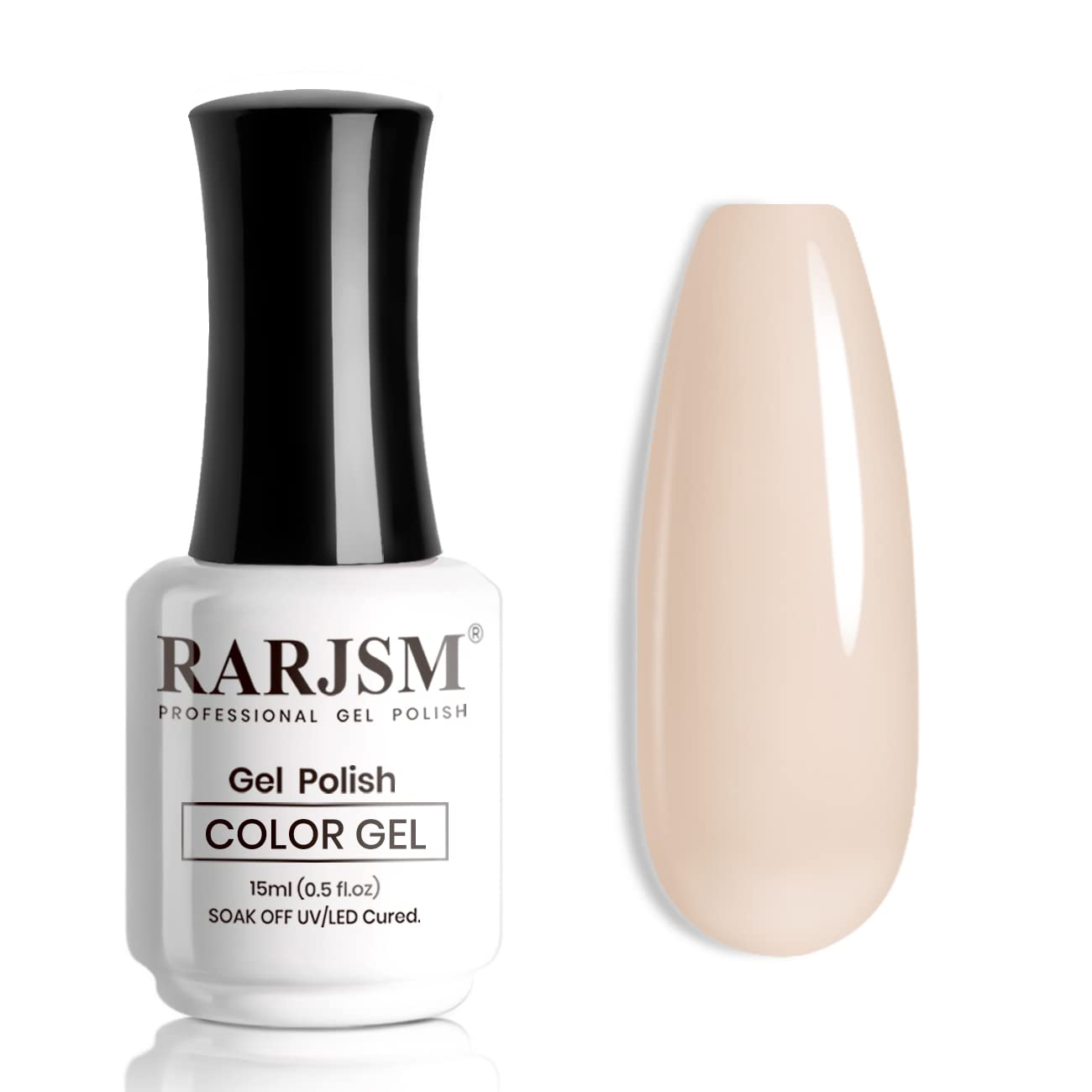 RARJSM Apricot Nude Gel Nail Polish,Neutral Sheer Cream Nude LED UV Curing Requires Soak Off Clear Pink Jelly French Manicure Nail Polish 1pcs Single Bottle 15ml for Home Salon DIY