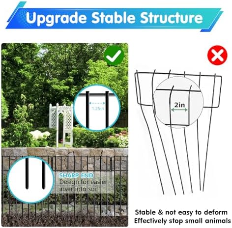 26 Panels No Dig Fence, 28ft(L) x 17in(H) Dog Digging Fencing Barrier, 1.2in Gap Animal Barrier for Bottom of Fence, Rustproof Metal Garden Edging Border Ground Defense Blockers for Outdoor Patio