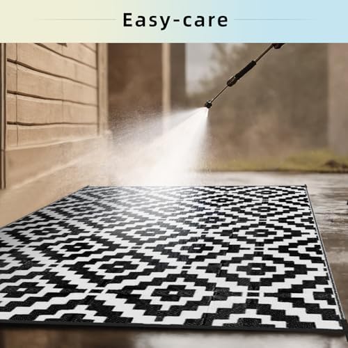 Favoyard Outdoor Rug 8x10 ft Waterproof Reversible Patio Plastic Straw Rugs for Decor Clearance Outside Large RV Camping Area Carpet Mat for Porch Deck Balcony Pool Backyard Picnic Beach Camper Door