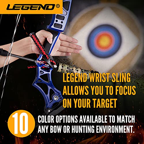 LEGEND 550 Paracord Bow Wrist Sling - Compound Bow Stabilizer & Hand Loop Carrier for Bow Hunting - Adjustable Wrist Strap with Durable Leather Yoke, Strong Metal Grommets - Archery Accessories & Gear