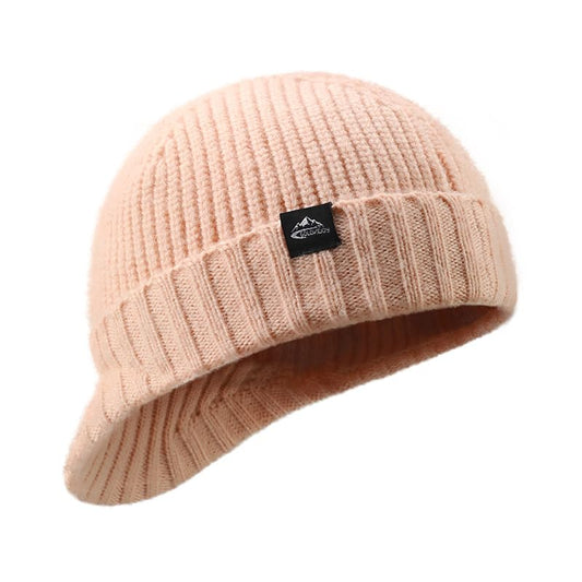 Winter Hats for Men Women - Thick Warm Stylish Knit Beanie Hat, Soft Stretch Cute Womens Winter Hats with Visor Pink