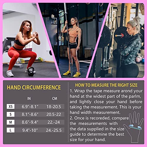 Weight Lifting Gloves for Women Gym Workout with Wrist Support,Padded Half Finger Gloves for Fitness Exercise (Black-Pink, X-Small)