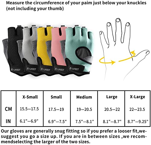 LIFECT Freedom Workout Gloves, Knuckle Weight Lifting Shorty Fingerless Gloves with Curved Open Back, for Powerlifting, Gym, Women and Men (Aqua, X-Small)
