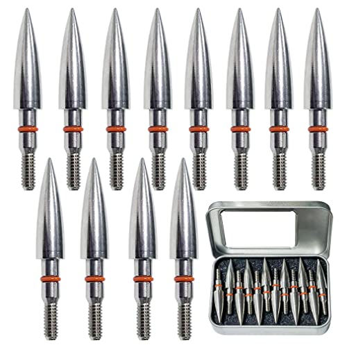 Field Points arrowheads 125 Grains Archery Field Points, 5/16 Stainless Steel Screw in Archery Field Tips and Broadheads (1 Dozen A Grain 2.9x2.3x0.6
